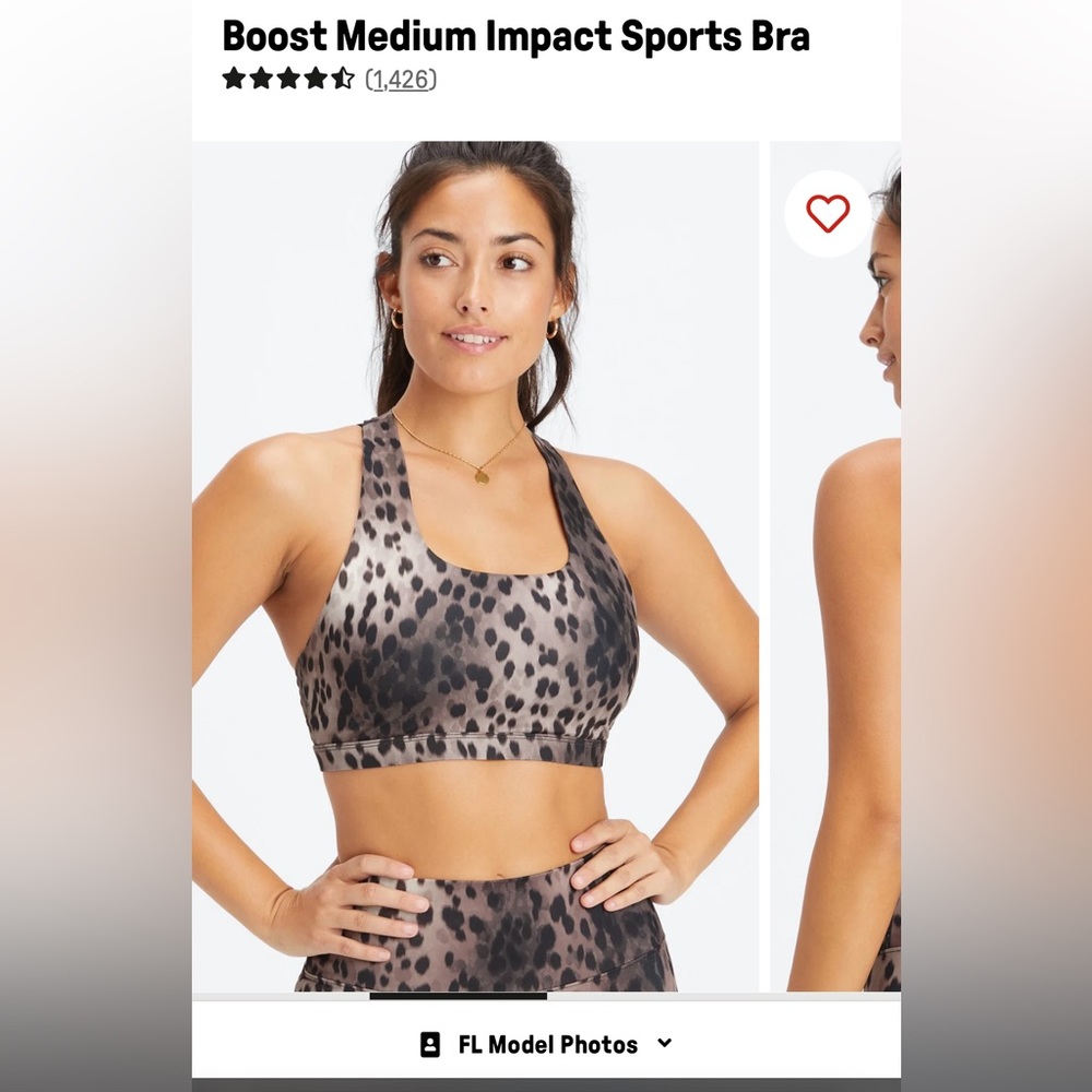Fabletics Boost Medium Impact Sports Bra Cheetah Print Size Large